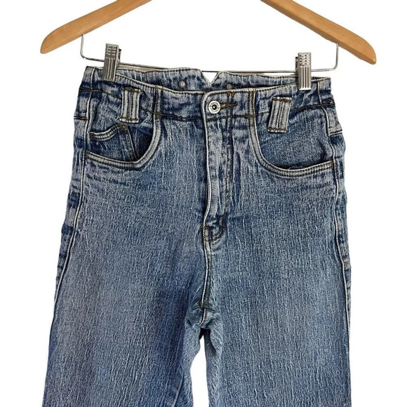 Bonjour Vintage Jeans Juniors Size 7/8 High Waisted Button Accents Blue Denim - Picture 3 of 9